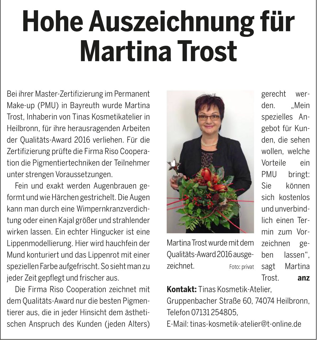 Hohe Auszeichnung